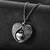 Pendant Necklaces Angel Wing Hold Heart Cremation Urn Necklace Dad Keepsake Memroial Jewelry