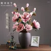 Symulacja kwiatów dekoracyjnych duży biała magnolia fałszywa sypialnia salonu pojedyncza jedwabna podłoga ozdoby podłogowe