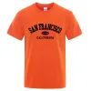 Sanfrancisco EST 1776 캘리포니아 편지 티셔츠 남성 패션 오버 사이즈 탑 여름 Tshirt 느슨한 디자이너 럭셔리