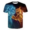 T-shirts pour hommes 3D Lion Tiger Print T-Shirt Animal Men Casual Cool Summer Short Sleeves Tops Tee