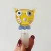 귀여운 고양이 슬라이더 14mm 수컷 유리 봉 그릇 두꺼운 물 담뱃대 Pyrex 화려한 황금 파인애플 흡연 유리 그릇 물 파이프 DAB 장비