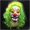Party Masks Halloween Scary Mask Latex Clown Face Wry fl Horror Masquerade Drop Delivery Home Garden Festive Supplies DHll8