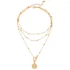 Anhänger Halsketten Einfache Geometrische Runde Erde Mehrschichtige Perlen Kette Halskette Halsbänder Collier Für Frauen Damen Schmuck