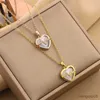 Simple Love Opal 18K Gold Plated Heart Pendant Necklace Stainless Steel Neck Chain Necklaces Aesthetic Women's Jewelry Wholesale