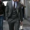 Men's Suits Gray Woolen Tweed Causal For Men Wedding 3piece Man Fashion Clothes Set Jacket Vest With Pants Tuxedo Custome Suit