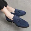 s Loafers Men Brand Suede Leather Vintage Slip on Classic Casual Driving Wedding Male Dress Shoes Tassel pointed Loafer Claic Caual Dre Shoe Tael