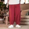 Mens Pants Japanese Loose Cotton Linen Male Summer Breathable Solid Color Trousers Fitness Streetwear Plus Size M5XL 230519