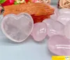 30mm Heart Shaped Pendant Stone Gemstones Natural Rose Quartz Crystals Love Puffy Healing Crystal Gemstone Home Decoration DIY KD1