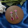 Handmade Ruby Diamond Earrings 100% Real 925 Sterling silver Party Wedding Drop Dangle Earrings for women Jewelry Gift