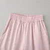 Gymkläder Summer Candy Pink Two Piece Set Women Matching Top and Pants Female Jogger Outfit Crop Joggers #08