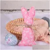 Otros suministros festivos para fiestas Decoración de conejo de Pascua Arte de tela Conejito de peluche Adornos navideños Juguetes para niños Regalos Decoraciones para el hogar Dro Dh5Sy