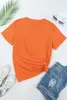 orange Solid Color Crew Neck Tee 2023 Hot New 83FV#