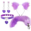 Adult Toys Anal Sex Tail Butt Plug Sexy Plush Cat Ear Headband With Bells Necklace Set Massage toys For Women Couples Cosplay 230519