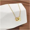 Pendant Necklaces 316L Stainless Steel Simple Doubleheart Titanium Nonfading Trend Necklace Colar Feminino Ouro Chain Drop Delivery Dh9Sf