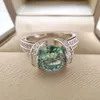 Parringar Luomansi 1 Green Ring Women VVS 6 5mm Pass Diamond Test 100 S925 Silver Jewelry Party Gift 230519