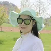 Wide Brim Hats Fashion Womens Double Flower Parent-child Sun Hat Bag Set Summer Ladies Outdoor Straw Women