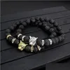 Beaded Ny ankomst Lava Stone Leopard Beads Armband för kvinnor Män 8mm Natural Elastic Healing Fashion Jewelry Gift Drop Delivery Bra DHQ0B