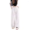 Damesbroeken Werkkleding Women broek Wide Been Design Sense Losse Amerikaanse stijl Zoete coole pocket Solid color pant