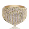 Cluster Rings Hip Hop Cube Diamond Copper Gold Sier Color Plated Iced Out Micro Pave Cubic Zircon Ring For Mens Women Jewelry Drop De Dhzk6