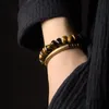 Armbänder Goldenes Tigerauge-Trommelstein-Armband, gemischtes handgeschlagenes Kupfer, schützender Meditationsschmuck für Männer und Frauen, inspirieren Mut