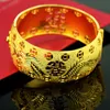 Bangle HOYON 999 Yellow Gold Plated Dragon Phoenix Double Happiness Bracelet For Women Brass Bride Wedding Jewelry Bangles 25X56CM