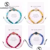 Cuentas de piedra natural Pulsera de cuentas de ágata con tarjeta para mujer Resina ajustable Druzy Hamsa Mano Trenzada hecha a mano Joyería de moda Gota Dhvjb