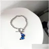 Ketting elegante insectenblauwe vlinderarmband ketting voor vrouwen meisjes minimalistische gedraaide hanger statement sieraden drop levering brac dhpwr