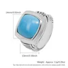 Bague Solitatire pour femmes et hommes, bague de déclaration Turquoise de 14mm, élégante, Chic, Design Twsit, bijoux brillants