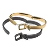 Bangle Top Quality 316L Titanium Steel Belt Buckle Armband för kvinnor Män 6mm 8mm Gold Sliver Black Armband Fashion Smyckespresent D DHDTG