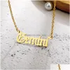 Pendant Necklaces Stainless Steel 12 Zodiac For Women Men Fashion Constellations Necklace Gold Sliver Libra Scorpio Sagittarius Capr Dhlwt