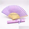 Party Favor Silk Fold Hand Fan Favors and Gifts For Guest Cloth Decoration Folding Fans med presentförpackning LEVERANS HEM GAR DHP0S