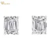 Stud Wong Rain 925 Sterling Silver Emerald Cut Lab Sapphire High Carbon Diamonds Gemstone Earrings Ear Studs Fine Jewelry Wholesale