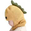 Bérets Doit hiver tricot bébé tricoté chapeau écharpe une pièce chapeaux enfants fille garçon bonnets casquettes chaud dinosaure oreillette pour enfants