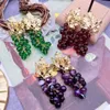 Stud Maple Leaf Metal Grape Shape Earrings Glass Beads Natural Stone Pendant Statement Accessories