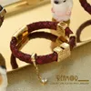 Bangle REAMOR Cute Pet Couple Charms Bracelet Women Stainless Steel Gold Color Dog Cat Genuine Leather Bracelets Men Femme Jewelry