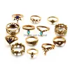 Ringas de banda Novo chegada 13pcs/conjunto Crown Lotus Flower Waterdrop Crystal Anel de cristal para mulheres vintage Sier Gold Knuckle Jóias de moda D Dhohy