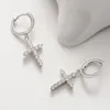 Stud S925 Religião de prata esterlina Mulheres Moissanite Cross Brincos requintados Jóias de festa fina Tester de diamante de passagem de alta qualidade