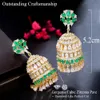 Nodo CWWZircons New Indian Trendy Forma rotonda Placcato oro Multicolor CZ Campana Orecchino lungo per le donne Gioielli da sposa Dubai di lusso CZ343