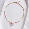 Pendant Necklaces KKBEAD Stacking Heart Necklace For Women Gift Boho Jewelry Colorful Heishi Natural Pearl Beaded Daisy Choker