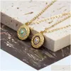 Pendant Necklaces Turkish Crystal Evil Blue Eyes Necklace Gold Sier Color 1M Geometric Copper Coin Clavicle Good Luck Protection Jew Dhawa