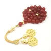 Bracelets Tasbih Agates rouges naturelles avec Tarbazona doré Islam musulman tout est nouveau bracelet 33 45 66 99 perles de prière chapelet en pierre