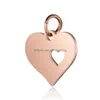 Charms Hollow Double Heart Stainless Steel Small Charm For Bracelet Necklace Rose Gold Sier Plating Diy Jewelry Accessories Drop Del Dh5Cl