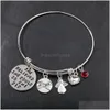 Bangle 2021 Högkvalitativt rostfritt stål Hjärta Hon tror sig själv 12 färg Birthstone Charm Armband för kvinnor Fashion Jewelry Gift DH2FS