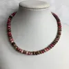 Halsband 5*8mm fasetterad turmalin röd grön gul natursten smycken ädla elegant utsökta rubiner kedja choker halsband collier