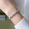 Bangles Luomansi S925 Sterling Silver Paraiba Tourmaline Bracelet High Woman Jewelry Anniversary Birthday Partyギフト