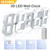 Desk Table Clocks 3D LED Wall Clock Large Digital With Remote Control Alarm Time Date Temp Display Modern Design 230520