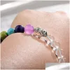 Kralen est aankomst 7 chakra's lava strengen bracelet elastische yoga touw natuursteen vulkanische kralen armbanden voor unisex veel geluk elep dhs5j