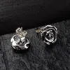 Stud 925 Sterling Silver Rose Earrings for Women Studs Earring Set Retro Antique Style Silver 925 Jewelry