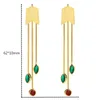 Knot Real 925 Sterling Silver Garnet Green Spinel Drop Earrings For Women 18k Gold Plating Long Tassels Earings Femme Fine Jewelry