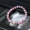 STRAND Echte natuurlijke rode lepidoliet kralen Bracelet Vrouwen watermeloen toermalijn ronde ronde sieraden 8mm 10 mm 12 mm